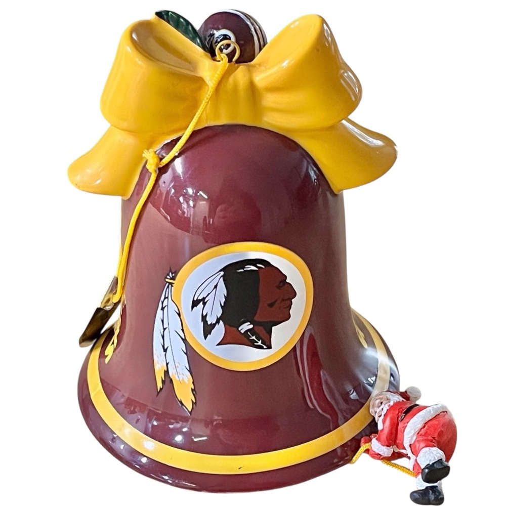NFL Washington Redskins Christmas Ornament Bell 2004 Ceramic Danbury Mint